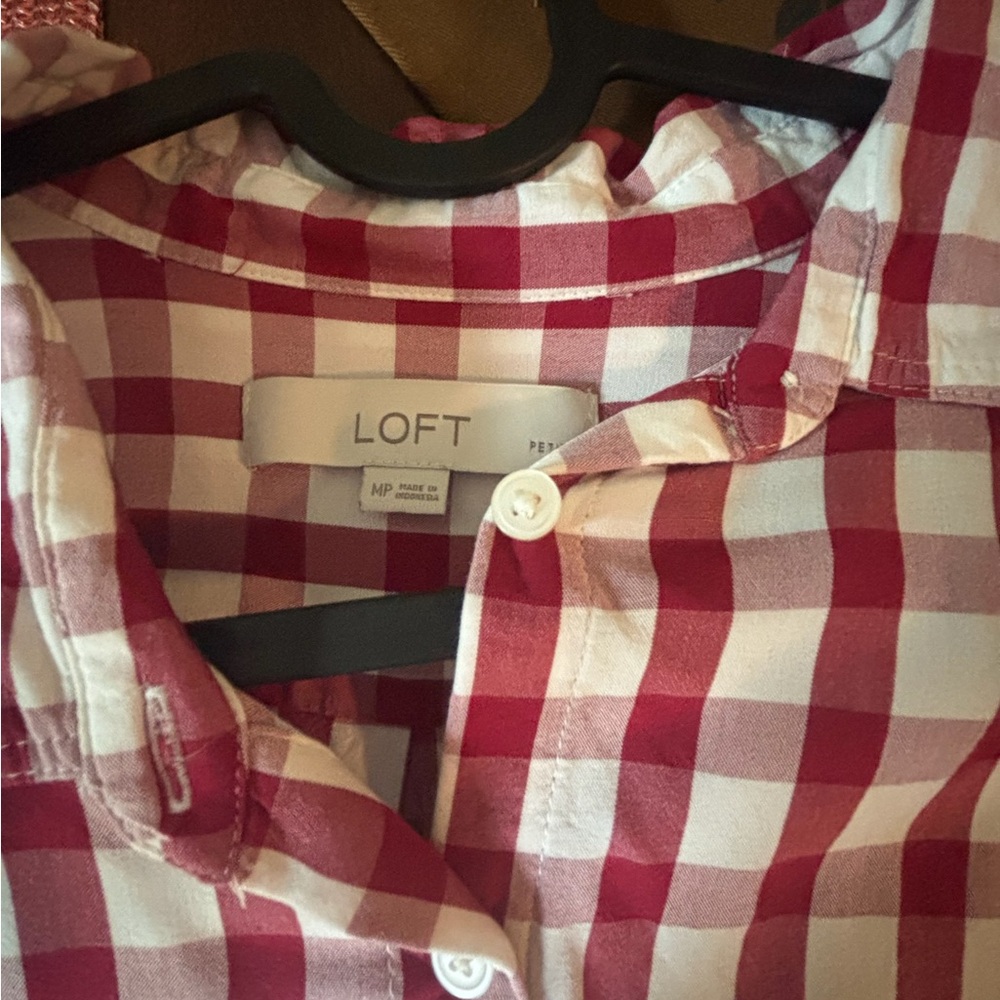 LOFT Kids Red and White Plaid Shirt